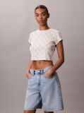 Alb Tricou Cropped Cu Imprimeu Emblema  Femei