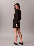 Negru Rochie Mini Reiata Cu Logo Grafic  Femei