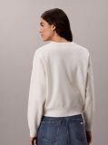 Alb Pulover Din Tricot Texturat Cu Monograma  Femei