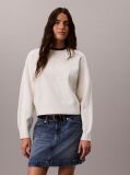 Alb Pulover Din Tricot Texturat Cu Monograma  Femei