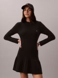Negru Rochie Mini Evazata Din Bumbac Reiat  Femei