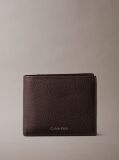 Brown Embossed Logo Bifold Wallet with Coin Pouch  Men