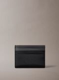 Black Embossed Logo Napa Leather Card Holder  Men