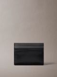 Black Embossed Logo Napa Leather Card Holder  Men