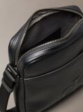 Negru Geanta Tip Reporter Cu Logo Monogram Embosat  Barbati