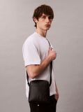 Negru Geanta Tip Reporter Cu Logo Monogram Embosat  Barbati