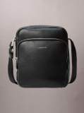 Black Textured Logo Crossbody Reporter Bag  Men