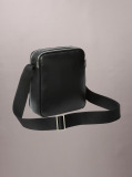 Black Textured Logo Crossbody Reporter Bag  Men