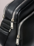 Black Textured Logo Crossbody Reporter Bag  Men