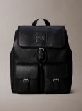 Negru Rucsac Cu Prindere Pe Troller Din Piele Texturata Cu Logo Signature  Barbati