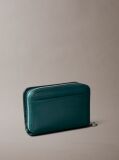 Green Leather Medium Zip Wallet  Women