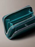 Green Leather Medium Zip Wallet  Women