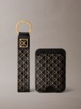 Black Monogram Logo Key Fob and Card Holder  Women