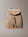 Beige Allover Monogram Logo Backpack  Women