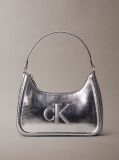 Silver Bold Monogram Metallic Shoulder Bag  Women