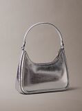 Silver Bold Monogram Metallic Shoulder Bag  Women
