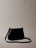 Negru Geanta Crossbody Medie Cu Clapeta Si Logo Gravat  Femei