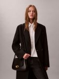 Negru Geanta Crossbody Medie Cu Clapeta Si Logo Gravat  Femei