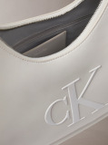 Alb Geanta Hobo Cu Logo Crescent Si Textura Moale  Femei