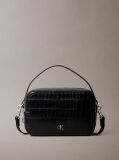 Negru Geanta Crossbody Structurata Cu Monograma Si Efect De Crocodil  Femei