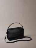 Negru Geanta Crossbody Structurata Cu Monograma Si Efect De Crocodil  Femei