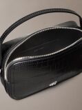 Negru Geanta Crossbody Structurata Cu Monograma Si Efect De Crocodil  Femei
