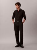 Negru Camasa Slim Din Material Elastic Cu Nasturi  Barbati