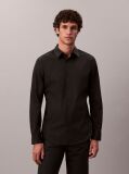 Negru Camasa Slim Din Material Elastic Cu Nasturi  Barbati