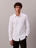Alb Camasa Slim Din Material Elastic Cu Nasturi  Barbati