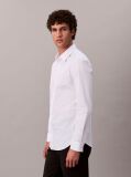 Alb Camasa Slim Din Material Elastic Cu Nasturi  Barbati