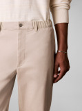 Bej Pantaloni Chino Drepti, Cu Talie Semi-Elastica  Barbati