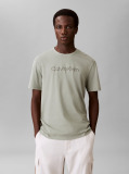 Green Textured Logo Crew Neck T-Shirt  Men
