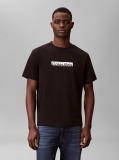 Negru Tricou Cu Guler Rotund Si Logo Estompat  Barbati
