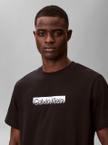 Negru Tricou Cu Guler Rotund Si Logo Estompat  Barbati