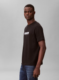 Negru Tricou Cu Guler Rotund Si Logo Estompat  Barbati