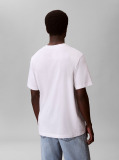 Alb Tricou Cu Guler Rotund Si Logo Estompat  Barbati