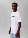 Alb Tricou Cu Guler Rotund Si Logo Estompat  Barbati