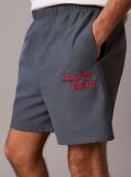 Albastru Pantaloni Scurti Jogger Cu Logo Brodat  Barbati