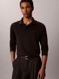 Negru Tricou Polo Slim Din Bumbac Cu Maneca Lunga  Barbati