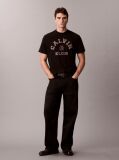 Negru Tricou Relaxat Cu Imprimeu Grafic Si Logo Varsity  Barbati