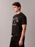 Negru Tricou Relaxat Cu Imprimeu Grafic Si Logo Varsity  Barbati