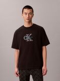 Negru Tricou Relaxat Cu Imprimeu Grafic Monologo  Barbati