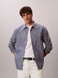 Denim Camsa Din Poplin De Bumbac Cu Dungi Si Croiala Lejera  Barbati