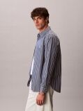 Denim Camsa Din Poplin De Bumbac Cu Dungi Si Croiala Lejera  Barbati
