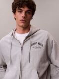 Gri Hanorac Cu Fermoar Si Logo Varsity  Barbati