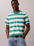 Green Cotton Stretch Stripe T-shirt  Men