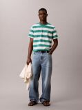 Green Cotton Stretch Stripe T-shirt  Men