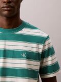 Green Cotton Stretch Stripe T-shirt  Men