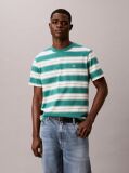 Green Cotton Stretch Stripe T-shirt  Men