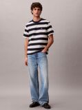 Blue Cotton Stretch Stripe T-shirt  Men